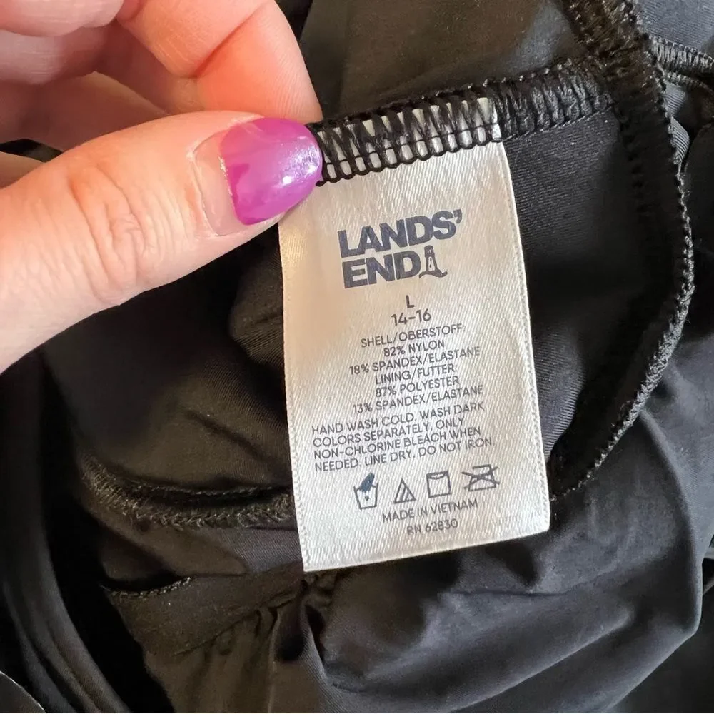 Lands’ End Black Swim Dress Swimsuit‎ Large 14-16